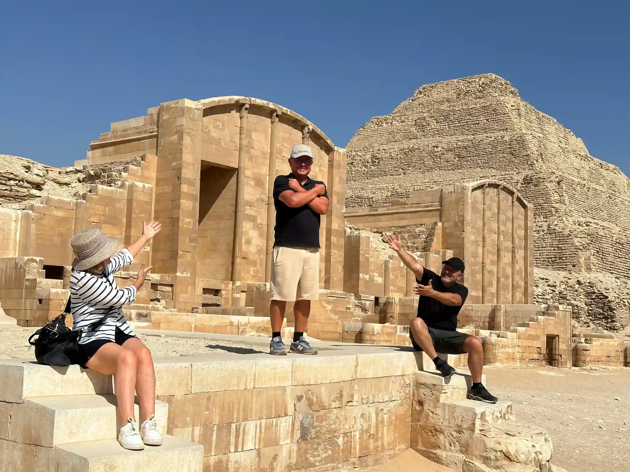 Giza pyramids, Sphinx and Saqqara step pyramid with Local Lunch